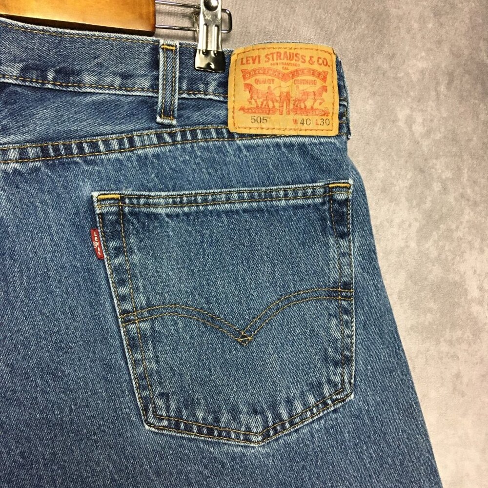 Levis Mens 505 Regular Fit‎ Blue Jeans size 40x30 Cotton Denim Pants